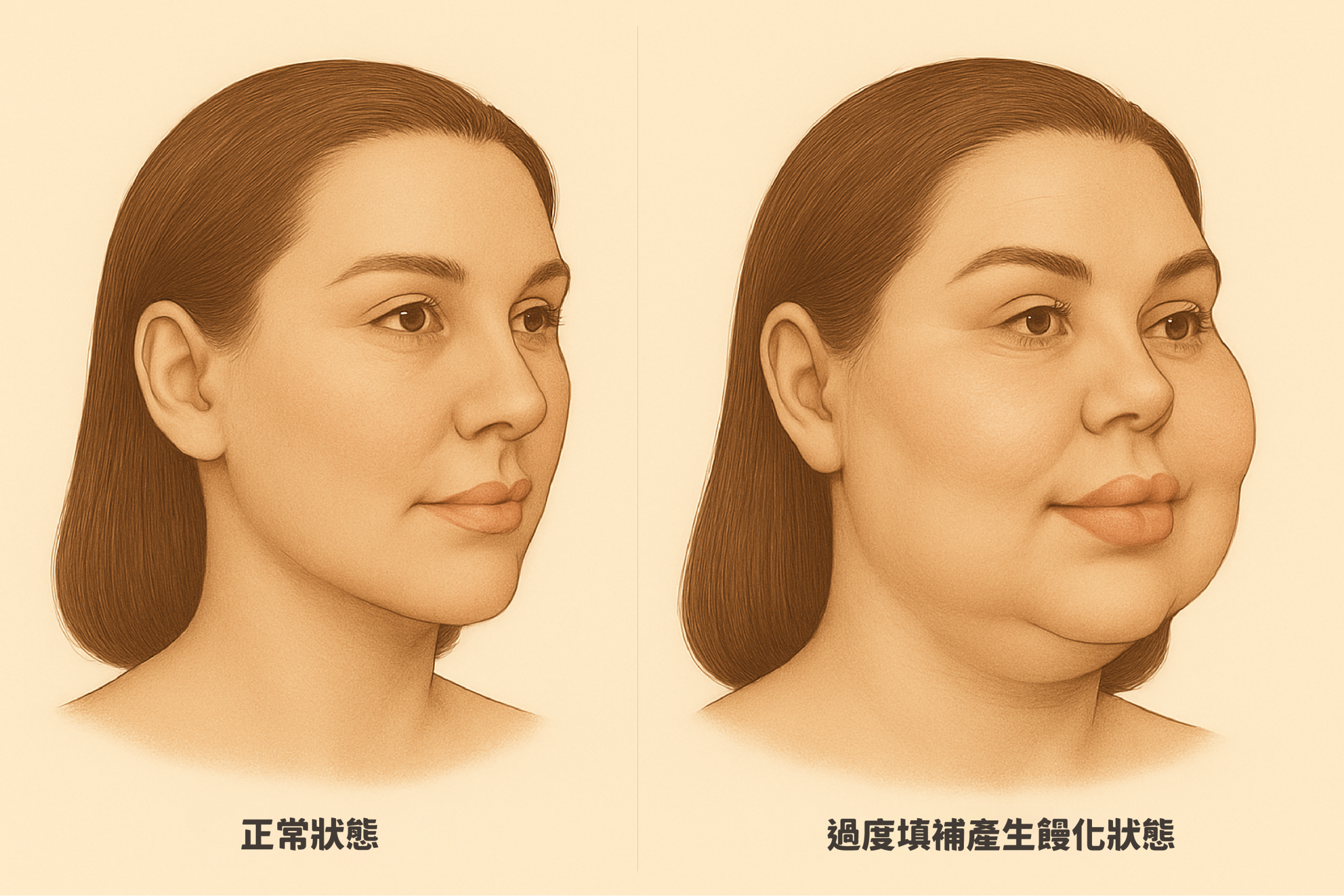 玻尿酸填充過多造成饅化現象