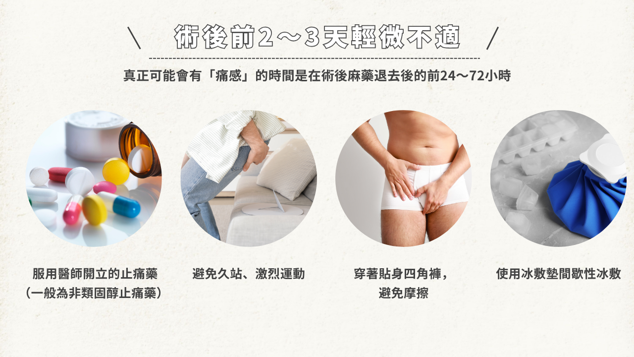 包皮槍手術後2-3天輕微不適,術後照護建議與緩解疼痛方式說明