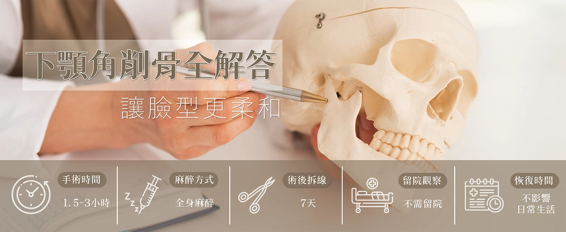 下顎角削骨手術，又稱下削骨手術，是一種針對下顎外擴、過於方正或寬大的臉型改善的整形手術。透過專業技術去除下顎多餘骨骼，達到更柔和的臉型效果。此手術適合追求「小臉」效果、臉型偏方正或下顎線條過於明顯的患者。