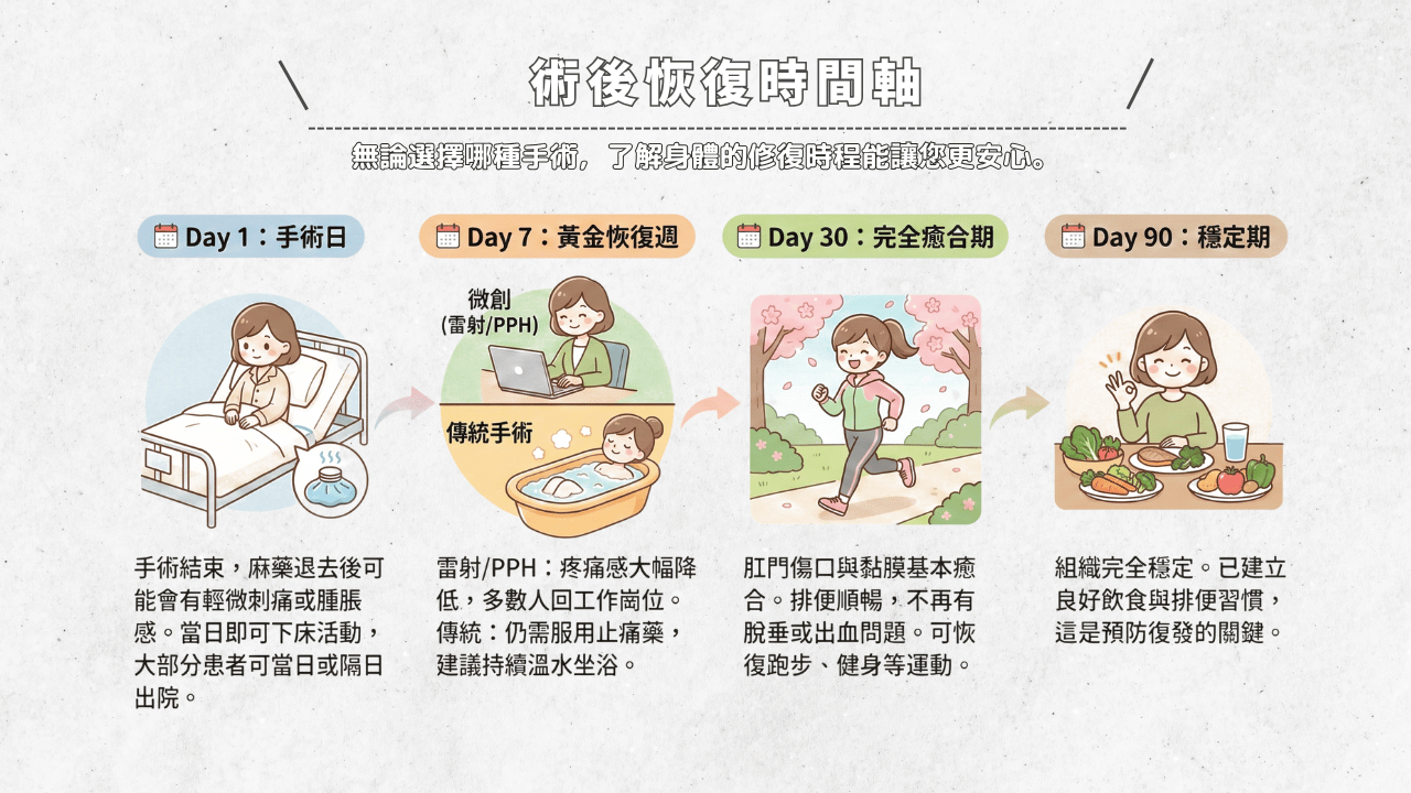 痔瘡手術術後恢復時間軸