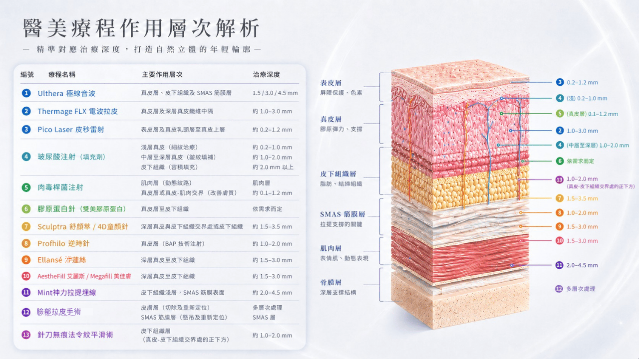 醫美療程作用層次位置｜醫師諮詢臉部拉提療程